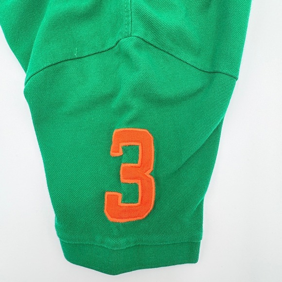 Polo Ralph Lauren Big Pony Custom Fit Polo Shirt Green Orange Logo Men's M - Picture 4 of 6